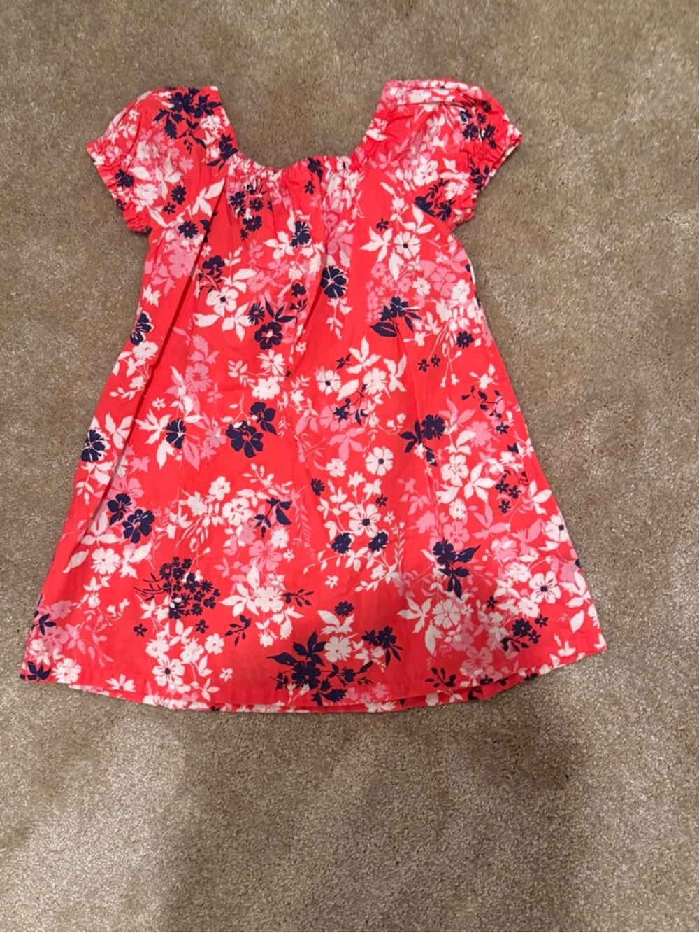 GAP Girls Coral Red Floral Short Sleeve Dress